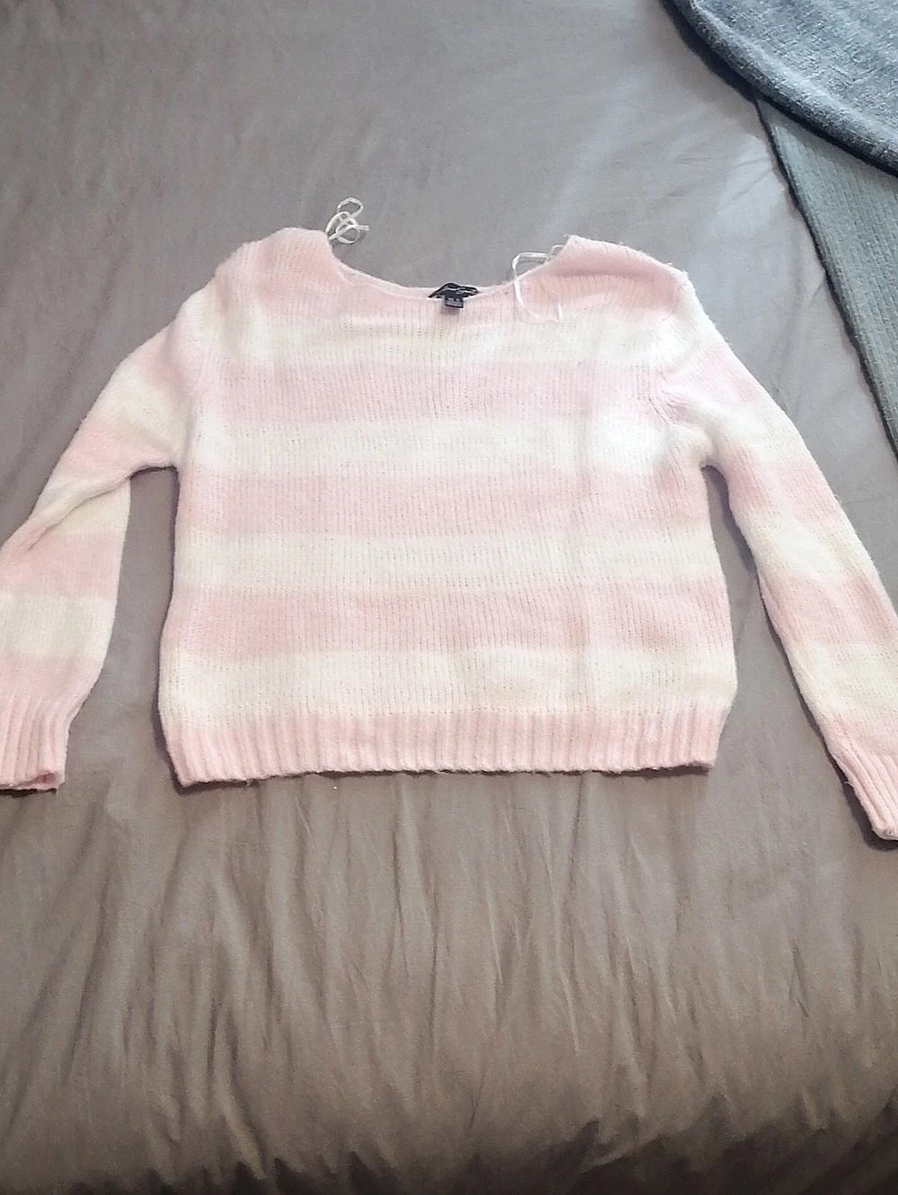 Striped Sweater in Pink & White Size Large
